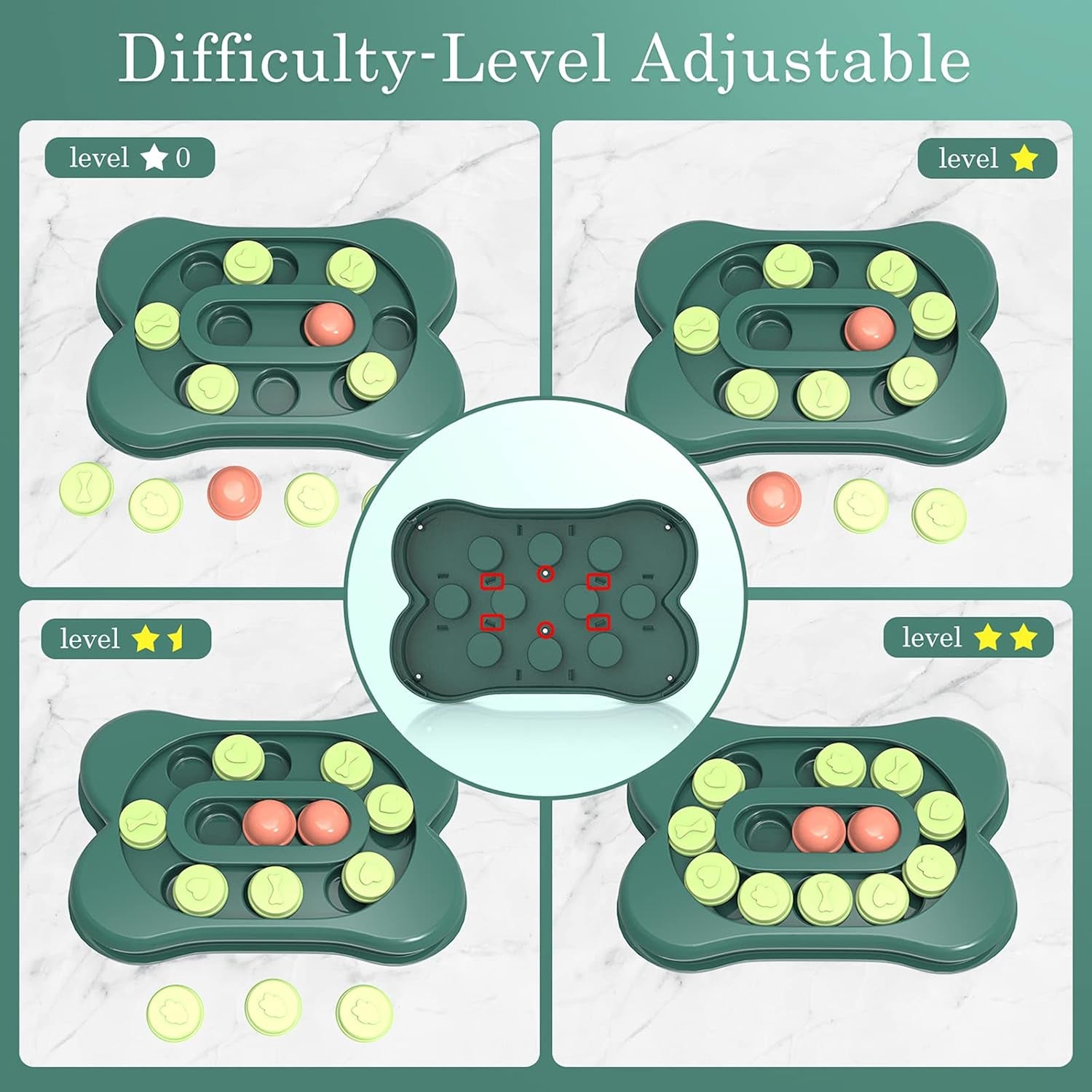 [Difficulty-Level Adjustable] Dog Puzzle Toys, Interactive Dog Toys for IQ Training & Mental Enrichment, Bone Shape Dog Enrichment Toy Gifts for Puppy Treat Dispensing